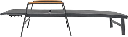 Christopher Knight Home Patio Aluminum Chaise Lounge, Adjustable Mesh Chaise Lounge, 5 Position Back Recliner, Lounge Chair with Armrest, Ourdoor Deep Seating Lounge for Poolside Backyard, Black