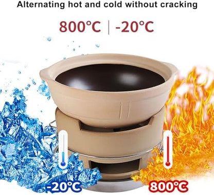 Compact Ceramic Charcoal Grill for Outdoor and Indoor Use Portable Round Clay Fire Pit Ideal for Camping and Home Cooking (One Color L)