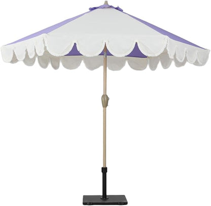 Tempera 9ft Purple Scalloped Patio Umbrellas Outdoor Table Umbrellas with Fade Resistant Canopy, 8 Sturdy Rids, Elegant Vintage Umbrellas for Lawn, Pool, Deck, Balcony