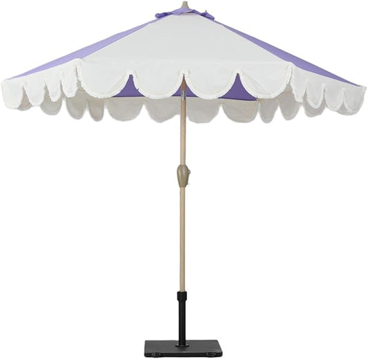 Tempera 9ft Purple Scalloped Patio Umbrellas Outdoor Table Umbrellas with Fade Resistant Canopy, 8 Sturdy Rids, Elegant Vintage Umbrellas for Lawn, Pool, Deck, Balcony