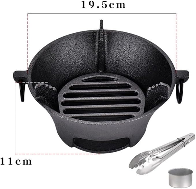 Cast Iron Charcoal Grill, Portable Korean Cooktop Japanese Barbecue Grill Oven Heavy Duty Camping Barbecue Tool BBQ Charcoal Stove(19.5cm)