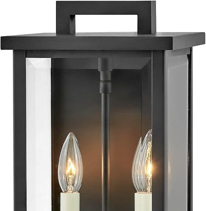 Hinkley Weymouth Medium Outdoor Wall Mount Rectangle Lantern, Black Finish