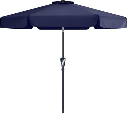 MASTERCANOPY 7.5ft Patio Umbrella with Valance, Crank & Tilt, Navy Blue | 6 ribs, UV/fade-resist, waterproof, vent, for garden/deck/yard/pool