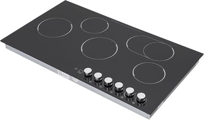 DYNAMI 5-Burner Electric Cooktop,Electric Ceramic Stove Top,Countertop/Built-in Stove w/5 Power Levels & Timer,Overheat Protection,Waterproof and Oil-resistant Microcrystalline Panel,No Plug