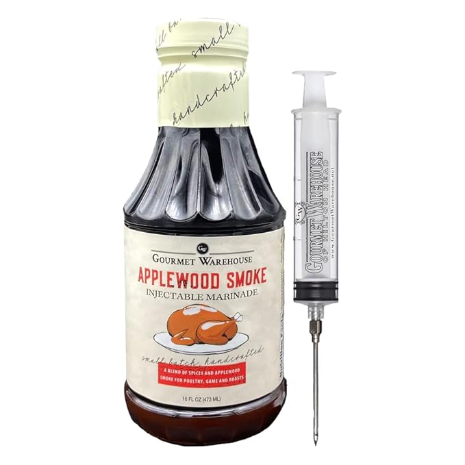 Gourmet Warehouse Applewood Smoke Injectable Marinade with Syringe Included 16 Ounces - (Pack of 1)