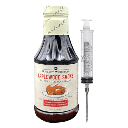 Gourmet Warehouse Applewood Smoke Injectable Marinade with Syringe Included 16 Ounces - (Pack of 1)