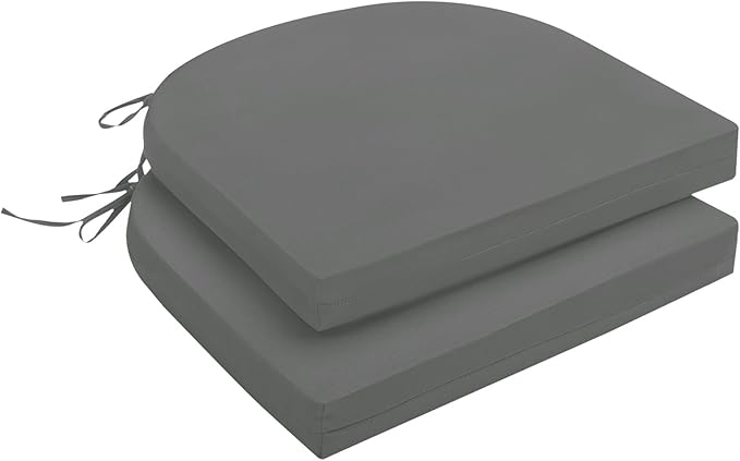 downluxe Outdoor Chair Cushions Set of 2 for Patio Furniture, Water-Resistant Patio Chair Cushions with Ties, High Density Foam Outdoor Seat Cushion, 17" X 16" X 2", Dark Grey