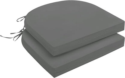 downluxe Outdoor Chair Cushions Set of 2 for Patio Furniture, Water-Resistant Patio Chair Cushions with Ties, High Density Foam Outdoor Seat Cushion, 17" X 16" X 2", Dark Grey