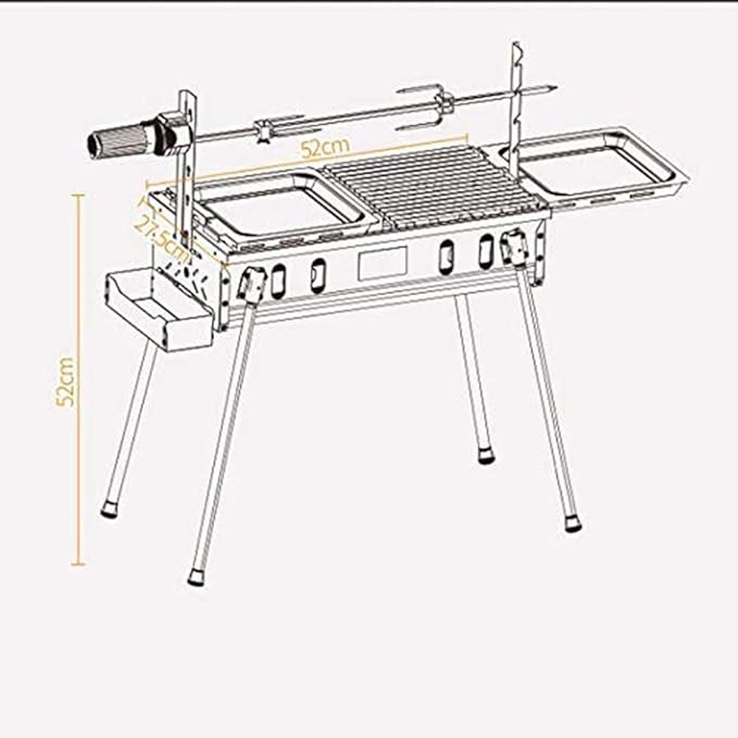 Grill Outdoor Barbecue Grill Portable Thick Charcoal Multi-Person Barbecue, Folding Picnic Shelf in The Field is Stable and Durable, 52 52 27.5cm