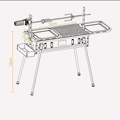 Grill Outdoor Barbecue Grill Portable Thick Charcoal Multi-Person Barbecue, Folding Picnic Shelf in The Field is Stable and Durable, 52 52 27.5cm
