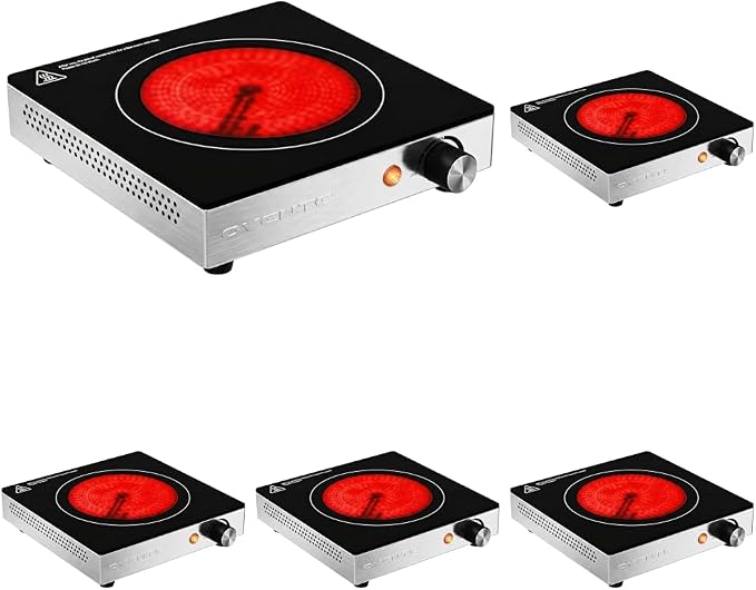 OVENTE Infrared Ceramic Single Burner, 1200W Hot Plate, Black BGI301GB (Pack of 5)