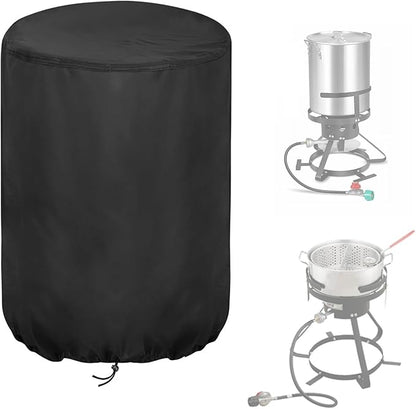 Outdoor Fryers Cover for Feasto / for RYHOFOUD Propane Fryer Pot, Waterproof Outdoor Propane Gas Fish Fryer Pot Kit Covers for Deep Fryer Turkey Fryer Outdoor Cookers- 20”Dx23”H, Black