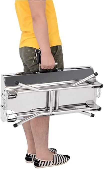 Camping Barbecue Grill Folding Charcoal Grill Portable Charcoal Grill Stainless Steel for Outdoor Camping Travel Park Beach Barbecue Charcoal Grill