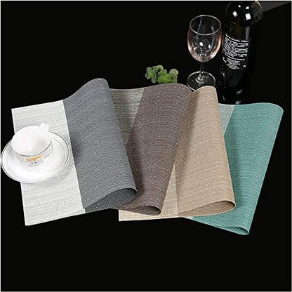 Zupro Placemats Set of 4 for Kitchen Dining Table Washable Braided Table Mats Heat-Resistant Placemats Non-Slip Woven PVC Vinyl Place Mats for Everyday use or Holidays Dinner 18"x12"(Grey)