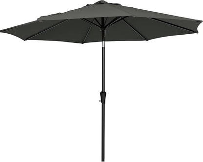 JEAREY 7.5FT Patio Umbrella Market Table Umbrella with 6 Sturdy Ribs, Push Button Tilt/Crank Outdoor Umbrella for Garden, Deck, Backyard, Pool and Beach,Dark Gray