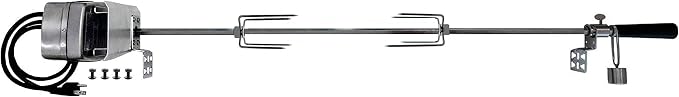 OneGrill Heavy Duty Chrome Steel Universal Grill Rotisserie Kit with 13 Watt 50 lb. Stainless Electric Motor - 45 Inch X 1/2 Inch Hexagon Spit Rod (Grills Up to 38 Inches Wide) NOT for Weber