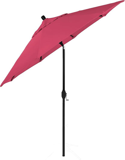 California Umbrella 12-Year-Non-Fading, 9Ft Premium Sunbrella Patio Umbrella, Hand-Crank, Button-Tilt, Black Frame, Hot Pink Fabric