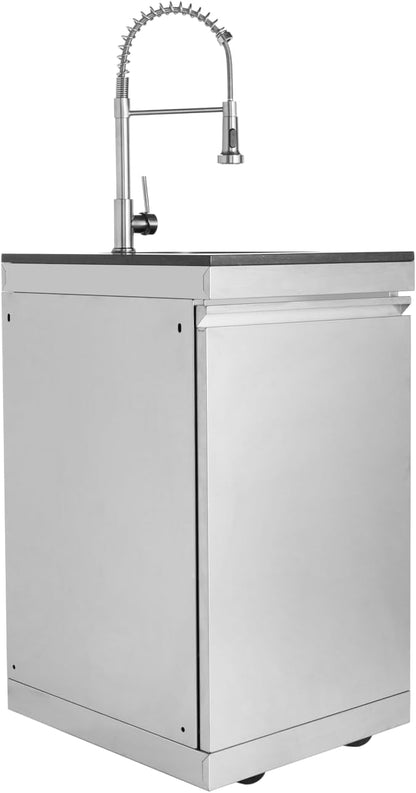 43-Inch Modular Outdoor Kitchen Grill with 6 Stainless Steel Burners 85000 BTU, Deluxe BBQ Station with Granite Countertop, Rotisserie Kit, 304 Stainless Steel Sink, Portable Refrigerator (Silver)