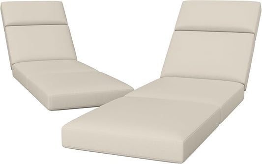 2 Pcs Chaise Lounge Cushions Outdoor, 80 x 26 x 4 Inch Lounge Chair Cushions for Outdoor Furniture - Waterproof Lounge Patio Replacement Cushion, 4In Thick Fade-Resistant Patio Chaise Lounge Cushion