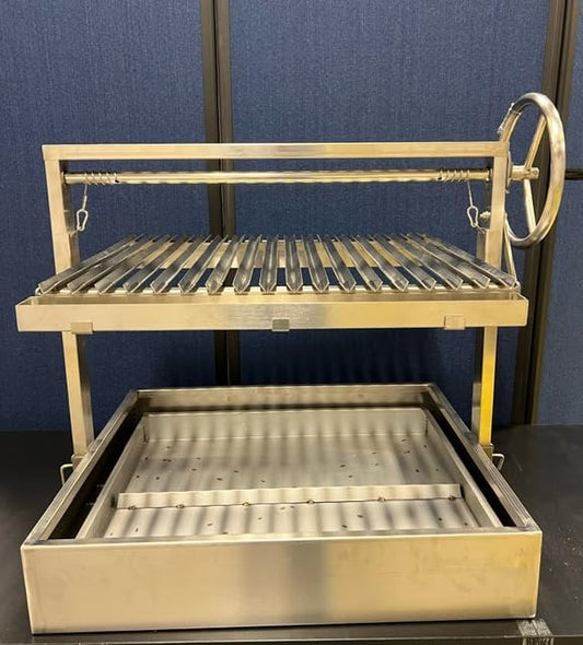 Santa Maria Grill Built in BBQ Cooking Grill -Argentine Barbecue V grate adjustable height- 36 by 26 inch