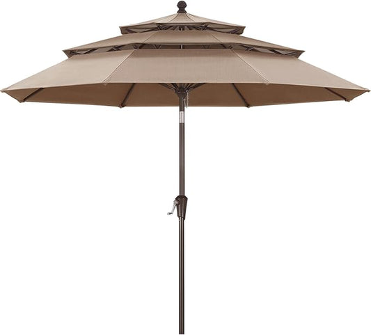 ABCCANOPY 5-Year 10-Year No Fading 9FT 3 Tiers Patio Umbrella, Outdoor Table Umbrella with 8 Sturdy Ribs for Deck, Backyard, Garden, Yard