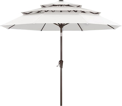 ABCCANOPY 5-Year 10-Year No Fading 9FT 3 Tiers Patio Umbrella, Outdoor Table Umbrella with 8 Sturdy Ribs for Deck, Backyard, Garden, Yard