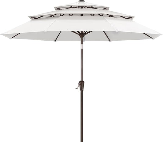 ABCCANOPY 5-Year 10-Year No Fading 9FT 3 Tiers Patio Umbrella, Outdoor Table Umbrella with 8 Sturdy Ribs for Deck, Backyard, Garden, Yard