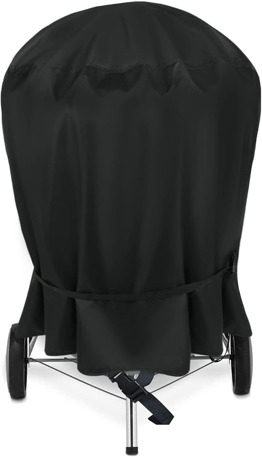 NettyPro Charcoal Kettle Grill Cover 18 inch for Weber, Heavy Duty Waterproof Outdoor Round Smoker Cover, 23" W x 21" D x 35" H, Black