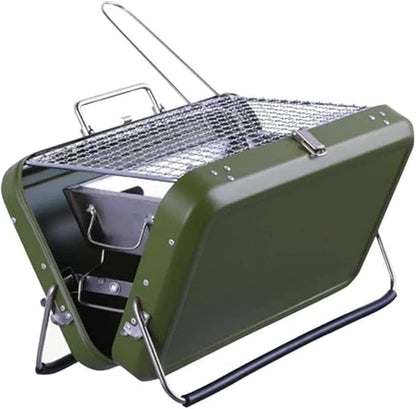 Charcoal Grill Outdoor BBQ Grill Stainless Steel Charcoal Barbecue Grill Portable Folding BBQ Tools for Garden BBQ Grill(Green)