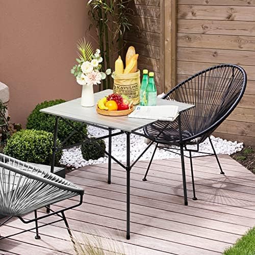 Portal Lightweight Aluminum Folding Square Table Roll Up Top 4 People Table | Portable Outdoor Design; Durable Construction; Easy Setup & Storage;Color: White