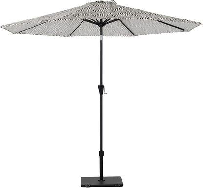 Tempera Striped Patio Umbrellas Outdoor Table Market Umbrellas with Crank & Pust Button Tilt|Auto-Tilt, 8 Steel Ribs, High Color-Fastness Canopy