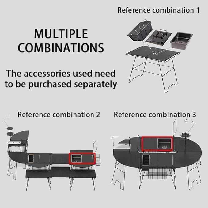 Blackdog Camping Charcoal Grill for IGT Table, Foldable Barbecue Grill, Portable Yakitori Grill for Outdoor Car Camping Cooking Tailgating