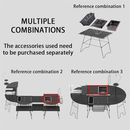 Blackdog Camping Charcoal Grill for IGT Table, Foldable Barbecue Grill, Portable Yakitori Grill for Outdoor Car Camping Cooking Tailgating
