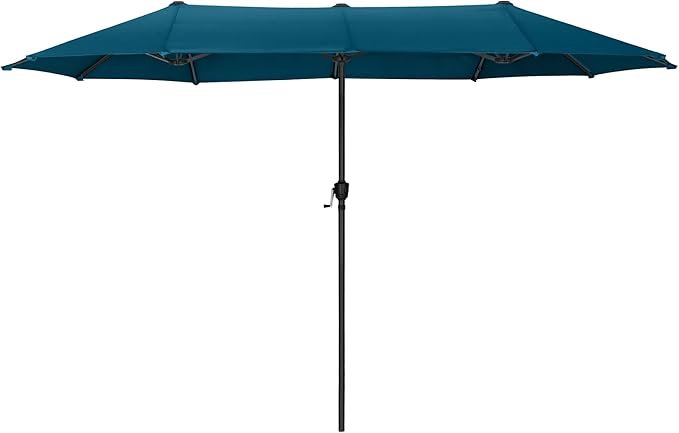 13 ft Large Double-Sided Patio Umbrella, Outdoor Umbrella, Cerulean | HERA'S PALACE Rectangular Umbrella, Market Umbrella with Crank Handle, Powerful UV Protective for Beach Pool Garden Backyard