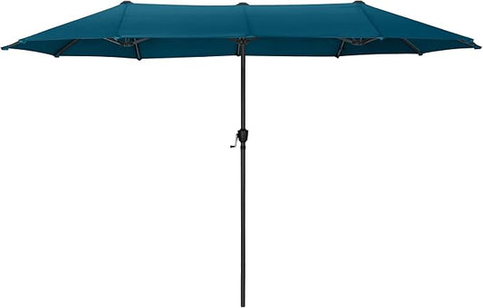 13 ft Large Double-Sided Patio Umbrella, Outdoor Umbrella, Cerulean | HERA'S PALACE Rectangular Umbrella, Market Umbrella with Crank Handle, Powerful UV Protective for Beach Pool Garden Backyard