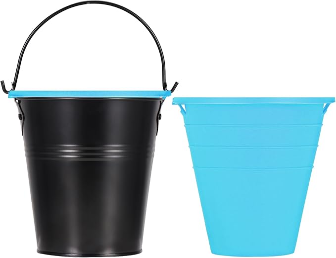 2pcs reuasble Silicone Grease Bucket Liners Compatible for Traeger/Pit Boss ect/Oklahoma Joe' /Green Mountain Grill Drip Tray Bucket Liner for pro Pellet Wood Smoker Grill Accessories（Blue）