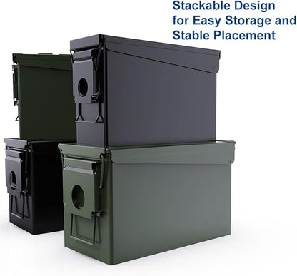 PATRON 30 & 50 Cal Ammo Can Metal Ammo Box Storage Crate Case for Shotgun Bullet Rifle Ammunition Waterproof (Black or Green)