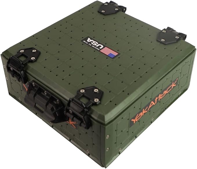 YakAttack ShortStak Solo Storage Box - Size & Color Options | Standalone Low-Profile Crate with Lid, Hinges & Latches | GridLoc Mounting Panels | Slider Feet for Under-Seat Use | Made in USA