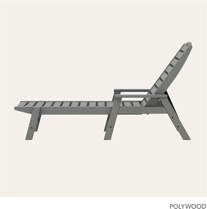 POLYWOOD NCC2280GY Nautical Arms Chaise, Slate Grey