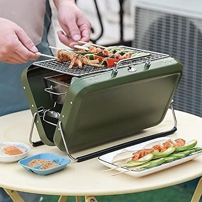 Charcoal Grill Outdoor BBQ Grill Stainless Steel Charcoal Barbecue Grill Portable Folding BBQ Tools for Garden BBQ Grill(Black)