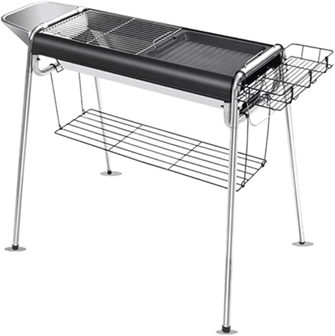 Barbecue Charcoal Grill, Portable Folding BBQ Tool Kits for Camping, Picnic, Outdoor, BBQ,Suitable for 5-15 People (Black 73 * 31 * 81cm)