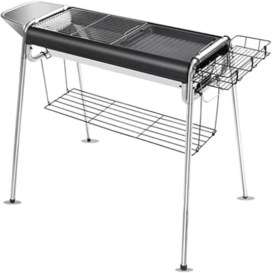 Barbecue Charcoal Grill, Portable Folding BBQ Tool Kits for Camping, Picnic, Outdoor, BBQ,Suitable for 5-15 People (Black 73 * 31 * 81cm)