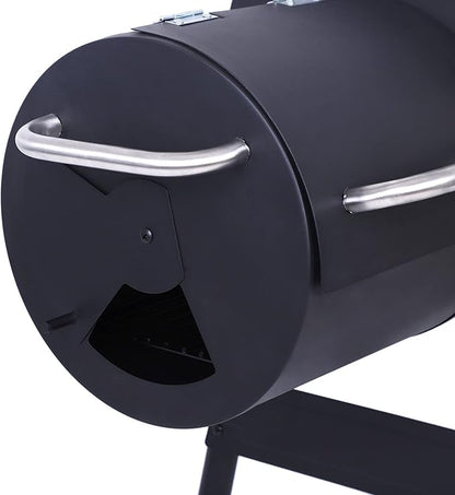 Charcoal Grill, 45inch Charcoal Barrel Grill with Offset Smoker, Charcoal BBQ Grill for Outdoor Garden Patio and Backyard Cooking Black 45.28 x 20.87 x 44.9 inch