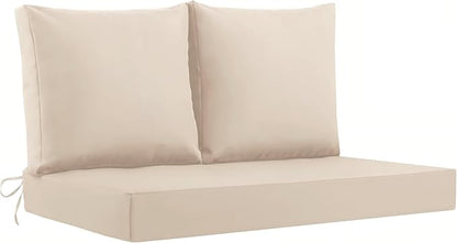 Outdoor Loveseat Cushions, 46×26×4 Inch, Waterproof, Beige | Patio Loveseat Cushions for Outdoor Furniture, Fade Resistant, Outdoor Bench Cushions, for Wicker Furniture, Swing, Couch