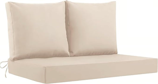 Outdoor Loveseat Cushions, 48×24×5 Inch, Waterproof, Beige | Patio Loveseat Cushions for Outdoor Furniture, Fade Resistant, Outdoor Bench Cushions, for Wicker Furniture, Swing, Couch