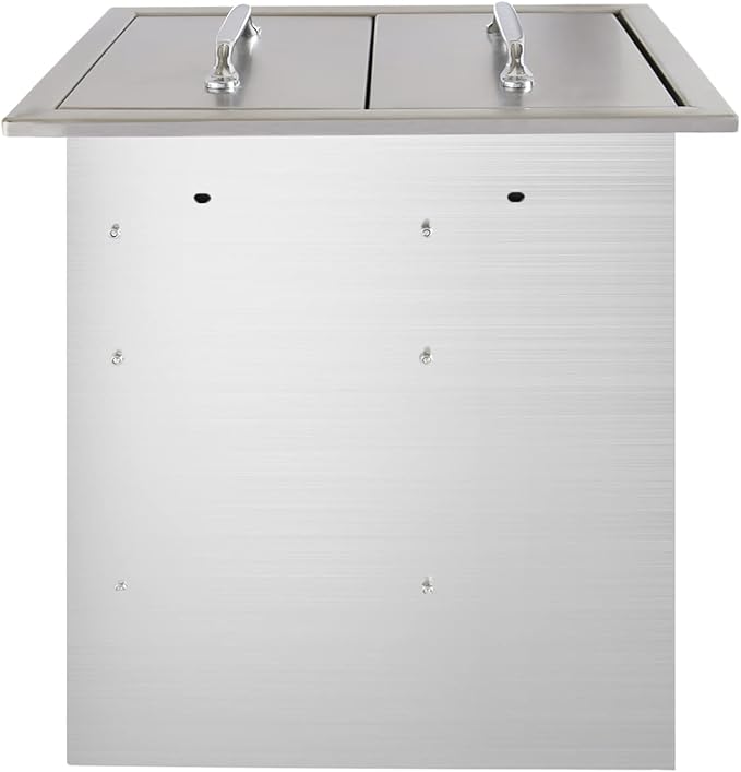 Ryan Stainless Outdoor Kitchen Drawers 14x14.5x23 Inch, 2-Tier Stainless Steel BBQ Double Access Drawers with Handle for Outdoor BBQ Island
