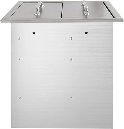 Ryan Stainless Outdoor Kitchen Drawers 14x14.5x23 Inch, 2-Tier Stainless Steel BBQ Double Access Drawers with Handle for Outdoor BBQ Island