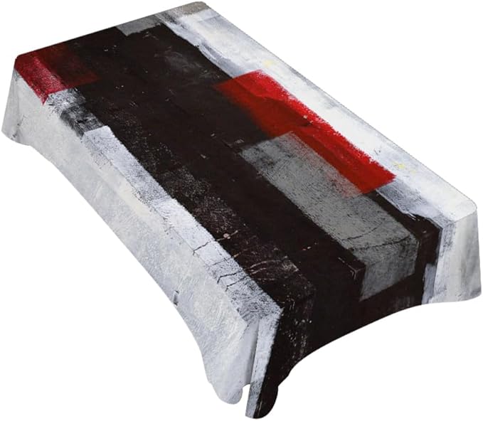Tablecloth Black White Red Graffiti Table Cloth Rectangle Table 60 x 84 Inch Modern Classic Art Painting Rectangle Unique Creative Kitchen Decorations for Home Dinner Party