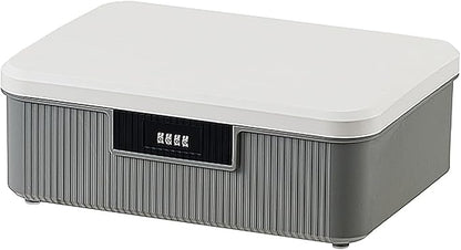 RUIAN Lockable Storage Container Bin, 4.2 Gallon Security Portable Combination Lock Plastic Box, Locked Security Box Suitable for Storing Important Items and Documents (White Gray)