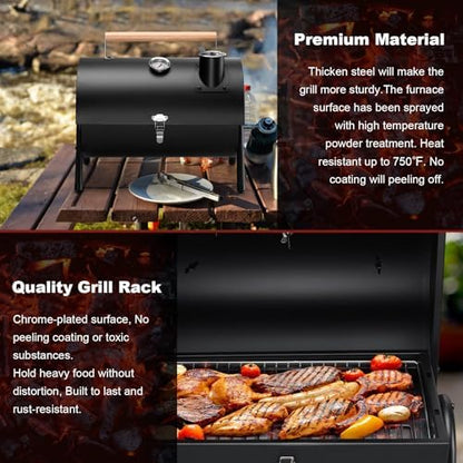 Joyfair Portable Charcoal Grill with Camping Beach Chair for Adult, Small Tabletop Barbecue Grill for Outdoor Camping Backyard Party BBQ Cooking, Extra Thick Steel & Heavy Duty